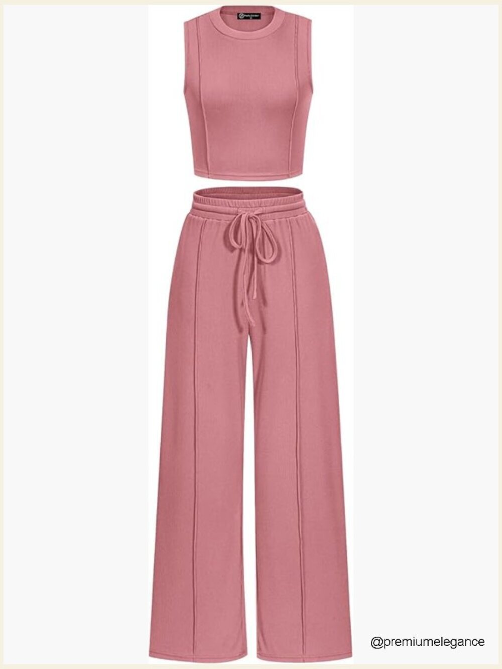 2 Piece Loungewear Set: Cropped Tank & Wide Leg Pants